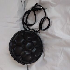 Black and silver hardware soccer ball bag shoulder bag